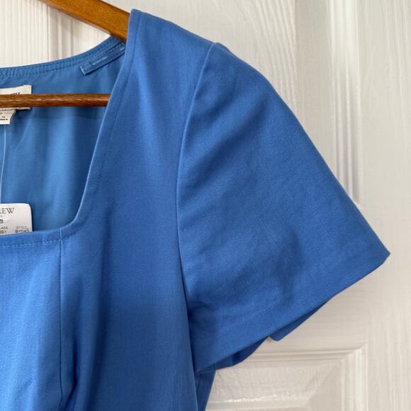 J.Crew New Women's Blue Square Neck Short Sleeve Dress Size 2 - Picture 6 of 13